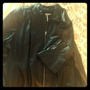 Beautiful Jessica London 100% black leather coat.