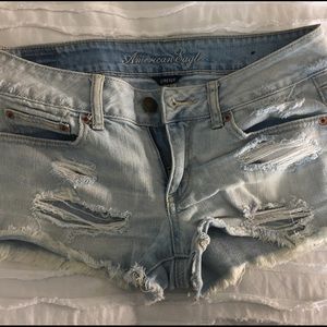 Distressed jean shorts