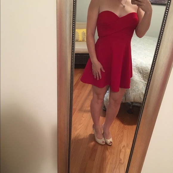 Red Strapless Mini Dress