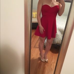 Red Strapless Mini Dress