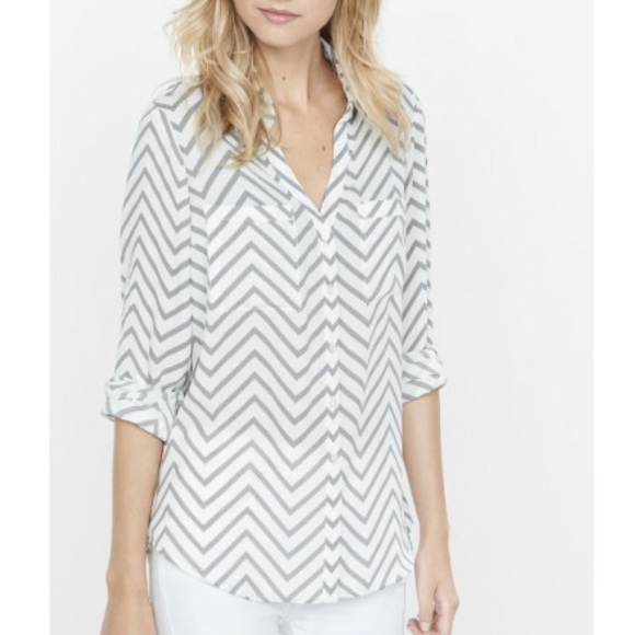 Original Fit Gray Chevron Striped Portofino Shirt