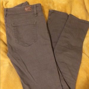 Paige grey/green denim skinnies