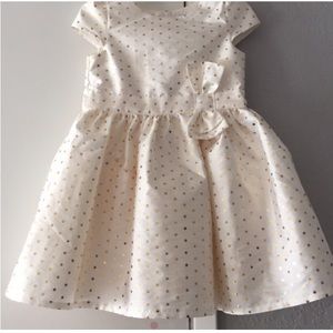 White/Cream and Gold PolkaDots Dress