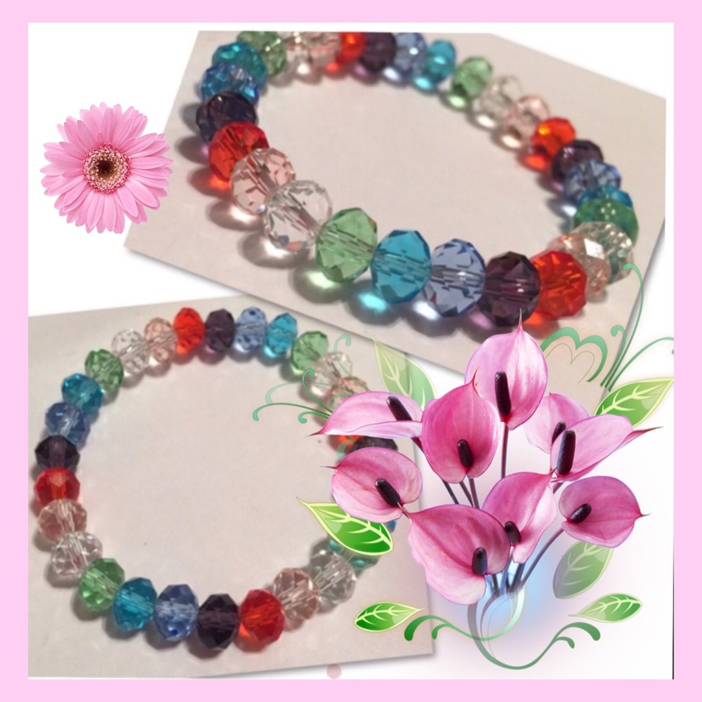💐(1) NEW Crystal Faceted Multi-Color Bclt