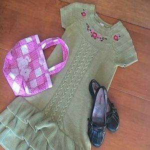 Gymboree green floral sweater dress