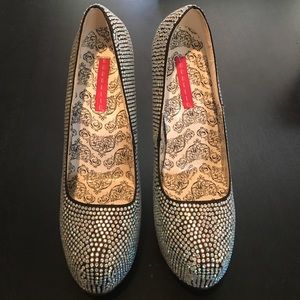 Bordello rhinestone covered pumps