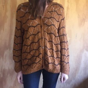 Vintage Striped Handmade Knit Cardigan