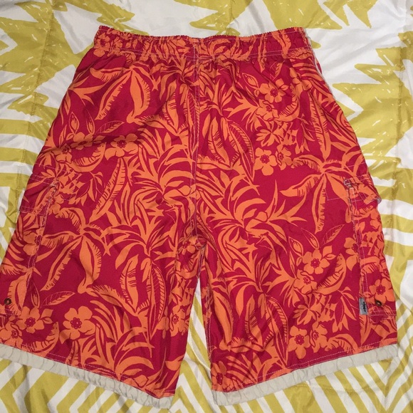 Red/Orange Iguana Sportswear Swim Trunks - Picture 2 of 3