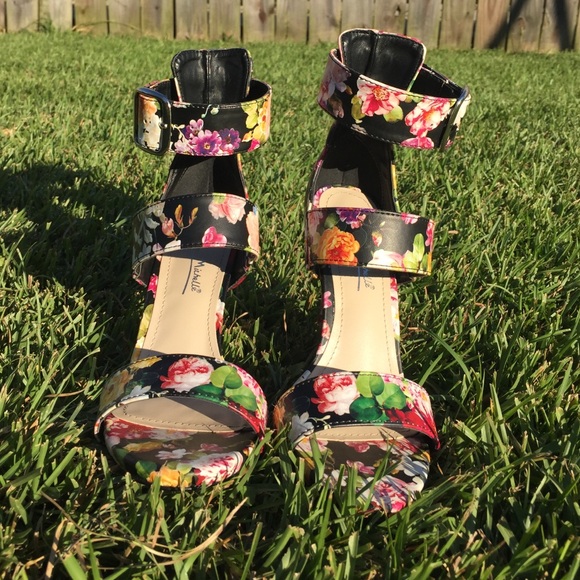 Anne Michelle Floral Strappy Heels