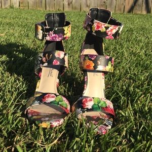 Anne Michelle Floral Strappy Heels