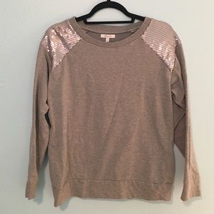 Grey, sequin pullover sweat shirt.