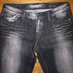 Distressed black Express jeans