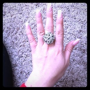 Silver rhinestone ring