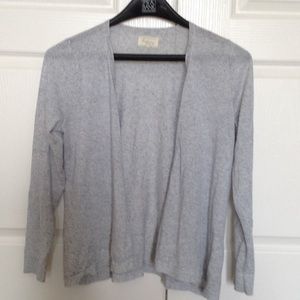 Blue and white loose front cardigan