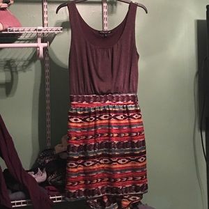 Beautiful Brown and Aztec Print Dress
