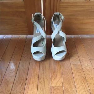 Gray suede platform shoes