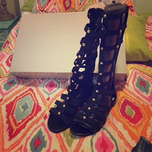 Black Marc Fisher Gladiator Sandals