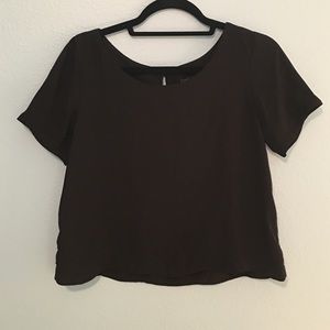 Black chiffon crop top