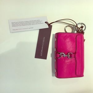 Rebecca Minkoff mini MAC key fob flamingo