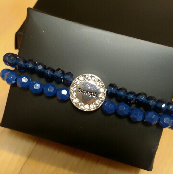 Great Gift!! Blue Bead "Strength" Bracelet