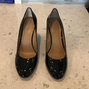 Black wedge heels patent leather