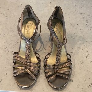 Silver wedge heeled sandals