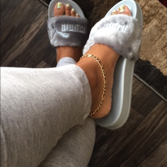 fenty puma slides on feet