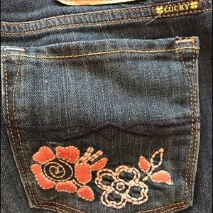 Lucky Brand 2/26 Embroidered Floral Pocketed Jeans
