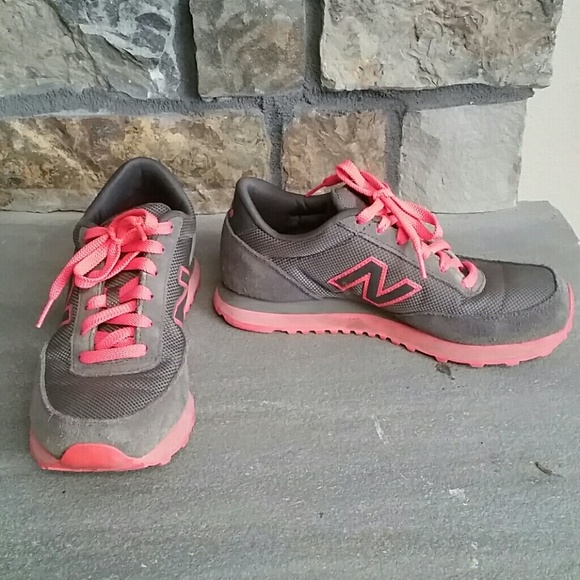 Hot pink and grey suede New Balance