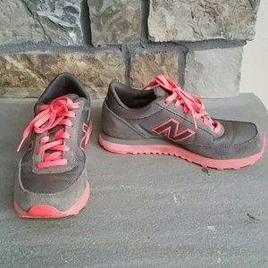 Hot pink and grey suede New Balance
