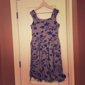 Brand New Tan & Blue "Effie's Heart" Dress