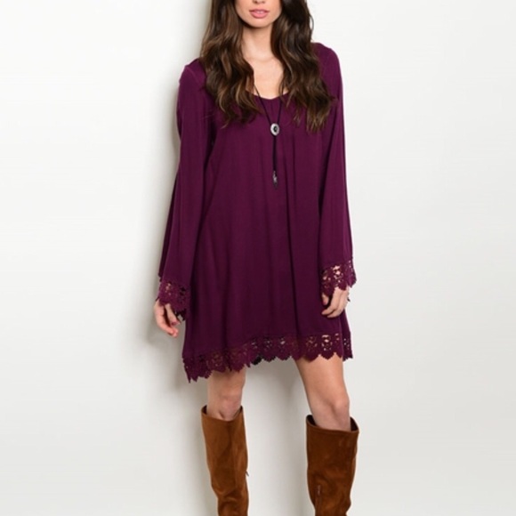 ⚜️Long Bell Sleeve Crochet Dress