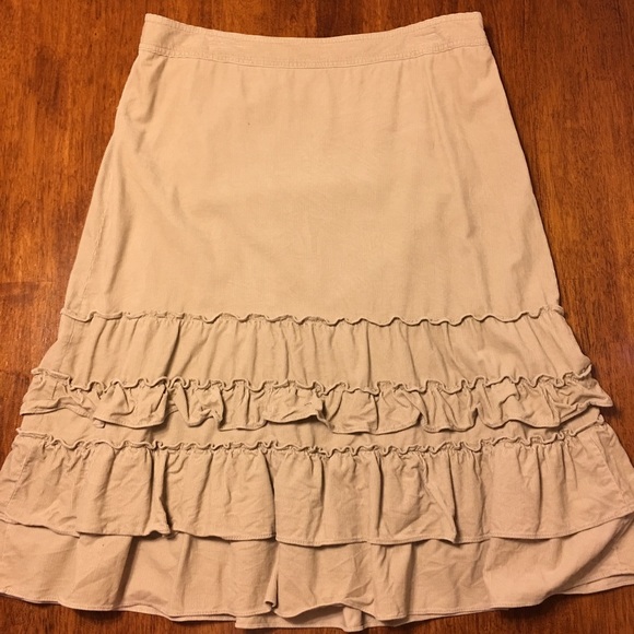 Khaki Corduroy Midi skirt- Ann Taylor LOFT
