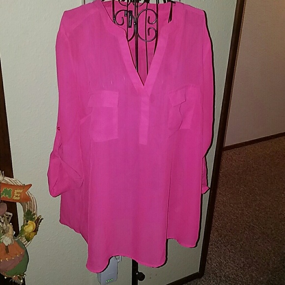 Maurices Tops - Hot pink sheer blouse