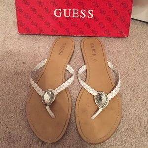 Guess? White leather sandal