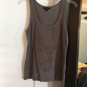 Gray tank top with bronze beading