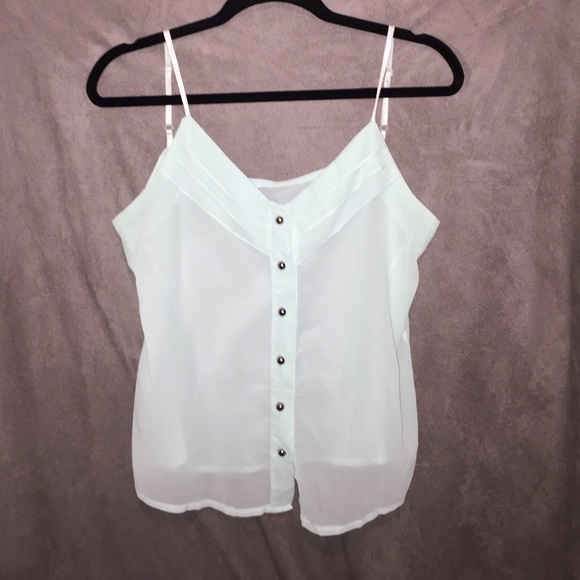 Pale green button down tank top