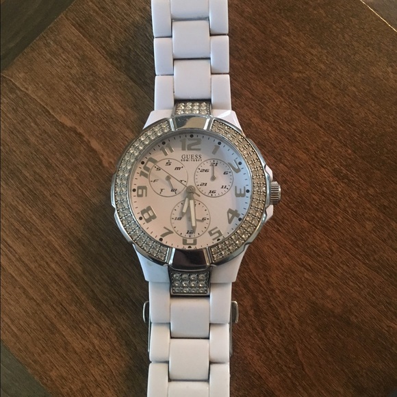 White and silver Guess watch