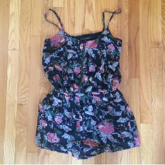 Black floral romper