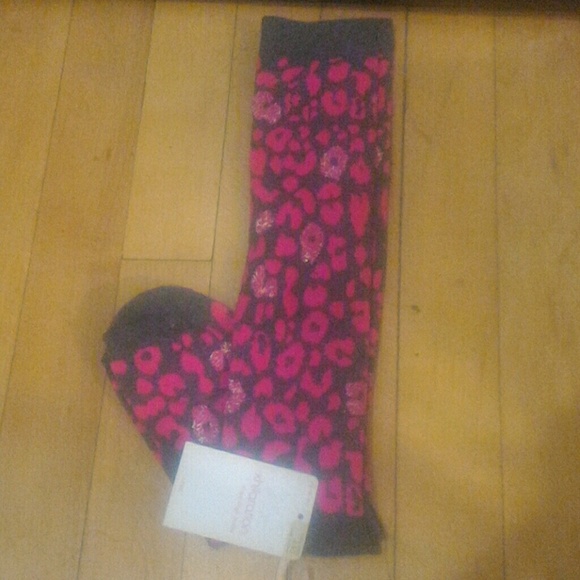 Pink Leopard print knee high socks