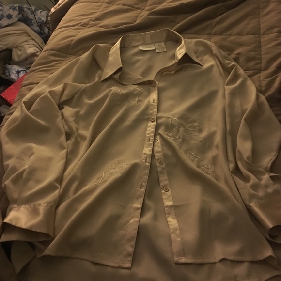 Sheer never worn button up top with accents - Picture 1 of 4