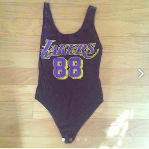 Vintage lakers jersey onesie bodysuit grey