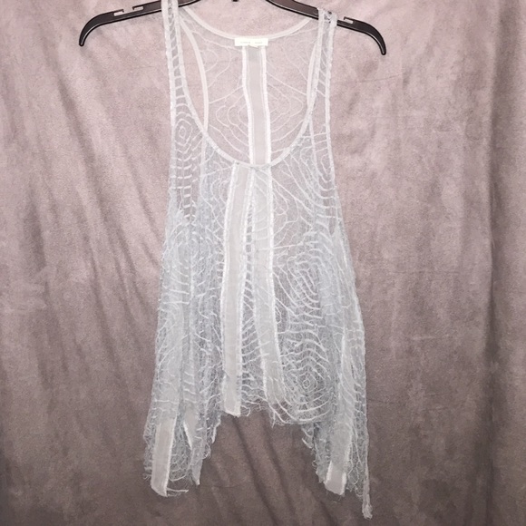 Dark green/turquoise lace fabric tank