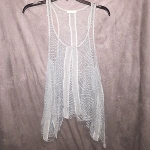 Dark green/turquoise lace fabric tank