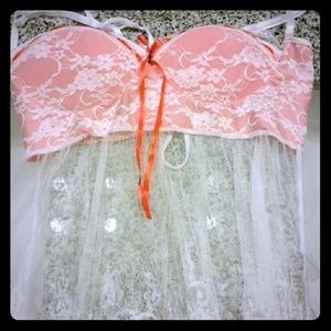 Flash sale!-Peachy pink and white babydoll
