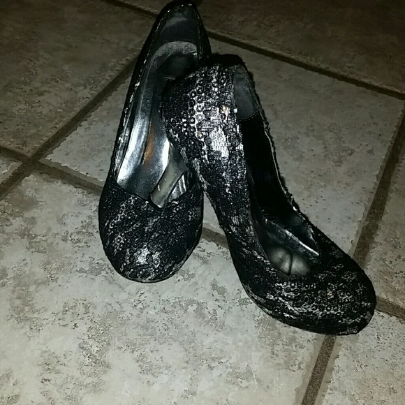 Deb Silver and Lace Heels