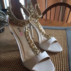 White and gold heels