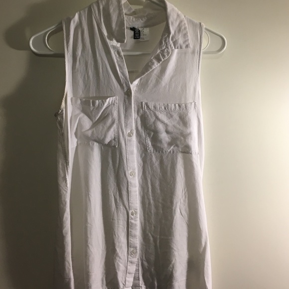 White Button Up Tank Top H&M