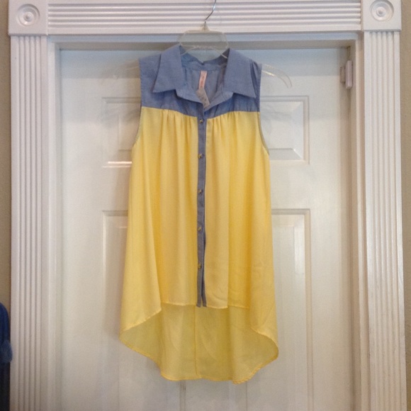 Button down yellow/denim tank
