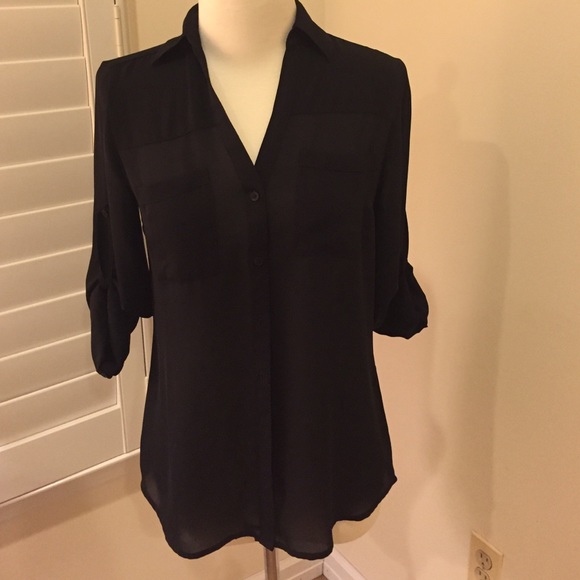 Express black button down blouse